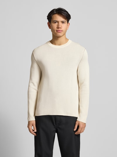 Marc O'Polo Denim Regular fit gebreide pullover van katoenmix Offwhite - 4