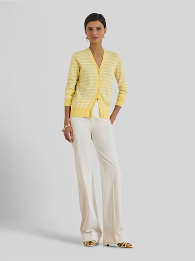 Lauren Ralph Lauren Regular Fit Strickjacke aus reiner Baumwolle Hellgelb 1