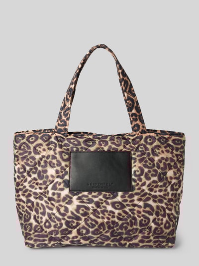 Seidenfelt Tote Bag mit Label-Detail Modell 'EVENES' Mittelbraun 2