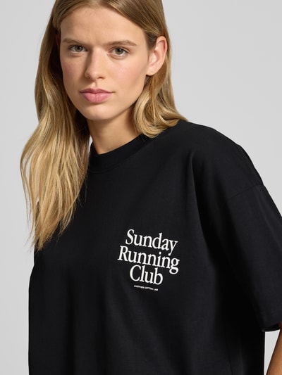 ANOTHER COTTON LAB Oversized T-Shirt mit Statement-Print und Rundhalsausschnitt Black 3