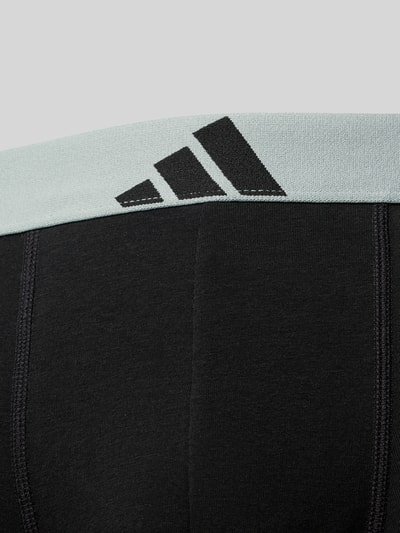 Produktfoto, Trunks aus Baumwoll-Mix im 5er-Pack von adidas Sportswear, unifarben mit Logo-Print, elastischer Bund, Jersey-Stretch Material, Detailaufnahme
