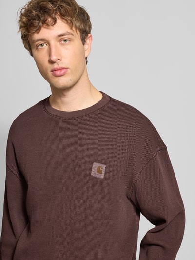 Carhartt Work In Progress Bluzka z długim rękawem, fakturowanym wzorem i okrągłym dekoltem Ciemnoczerwony 3