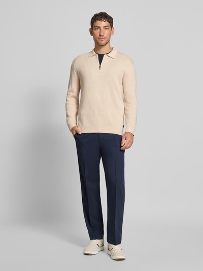 Jack & Jones Premium Strickpullover mit gerippten Abschlüssen Modell 'MILANO' Offwhite Melange 1