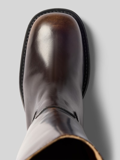 ALOHAS Kozaki ze skóry naturalnej z wytłoczonym logo model ‘Sajan’ Ciemnobrązowy 3