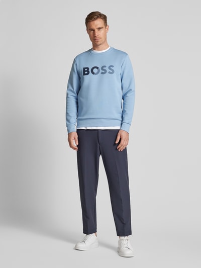 BOSS Green Sweatshirt mit Label-Print Hellblau 1