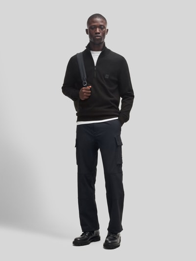 BOSS Orange Regular Fit Troyer aus Baumwoll-Kaschmir-Mix Modell 'KANOBIX_S' Black 1