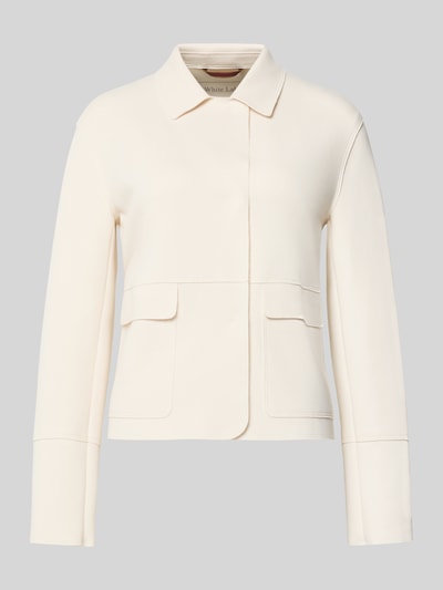 Produktfoto, Slim Fit Blazer aus Baumwoll-Mix von White Label in Creme mit Umlegekragen, Abdeckleiste und Pattentaschen, feine Ziernähte