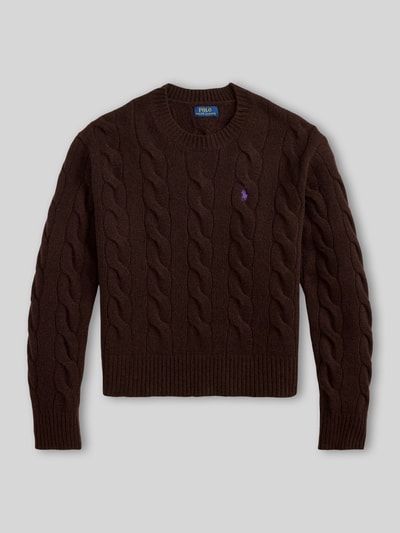 Produktfoto, brauner Regular Fit Strickpullover aus Woll-Kaschmir-Mix von Polo Ralph Lauren, Damen Strickpullover, strukturierte Optik