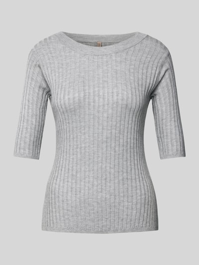 Soyaconcept Gebreide pullover met 1/2-mouwen, model 'FETIMA' Lichtgrijs gemêleerd - 2