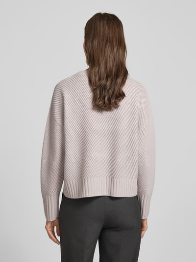 Windsor Regular fit wollen pullover met kasjmier en structuurmotief Steengrijs - 5