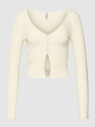 Only Kort shirt met lange mouwen en V-hals, model 'KASSI' Offwhite - 2