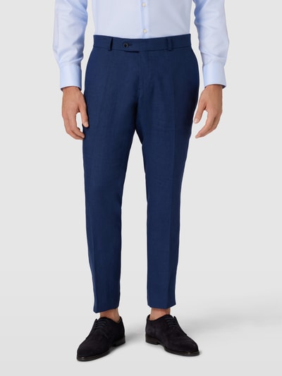 Carl Gross Slim Fit Anzughose aus Leinen mit Bügelfalten Modell 'Tomte' Marine 4