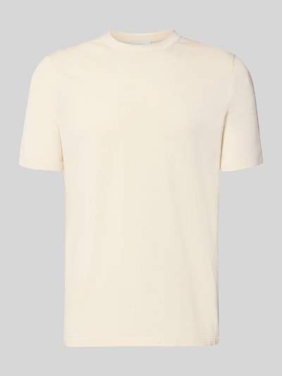 Produktfoto, Slim Fit T-Shirt aus reiner Baumwolle von Profuomo in Creme, Kurzarm, Rundhalsausschnitt, glatte Textur, moderne Passform