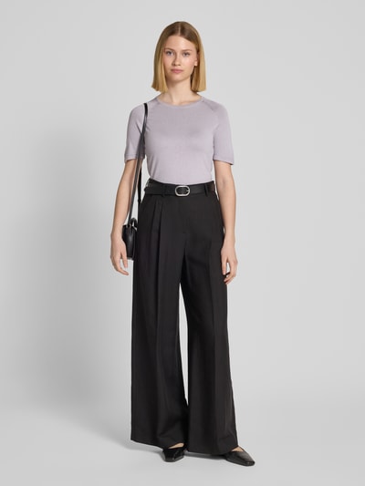 Jake*s Collection Sweter z dzianiny z prążkowanymi wykończeniami Lawendowy 1