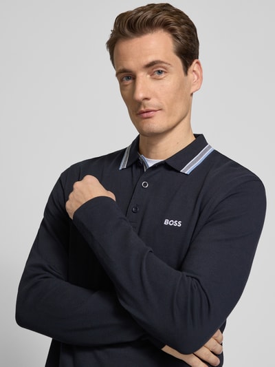 BOSS Green Regular Fit Poloshirt mit Label-Stitching Modell 'Plisy' Dunkelblau 3