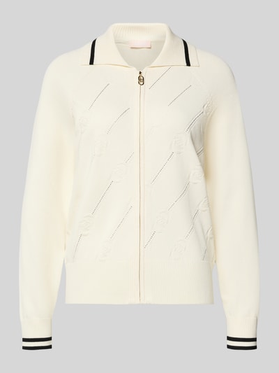 LIU JO SPORT Gebreid jack met platte kraag. Offwhite - 2
