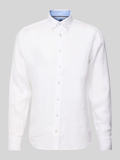 Fynch-Hatton Regular Fit Leinenhemd mit Button-Down-Kragen Weiss 2