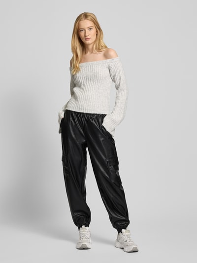 Only Stoffen broek in leerlook, model 'FADUMA' Zwart - 1