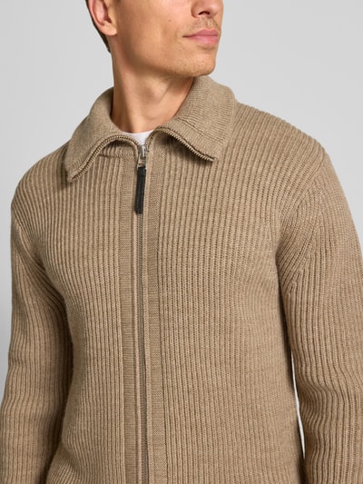 Tiger Of Sweden Strickjacke aus Wolle mit Stehkragen Modell 'Niall' Sand 3