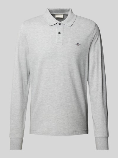 Gant Regular fit poloshirt met labelstitching, model 'SHIELD' Middengrijs gemêleerd - 2