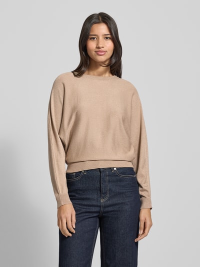 Vero Moda Sweter o kroju relaxed fit z dzianiny z mieszanki wiskozy model ‘HAPPYGLITTER’ Beżowy 4