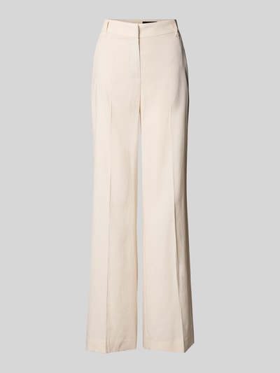 Marc Cain Wide fit high waist stoffen broek met persplooien Zand - 1