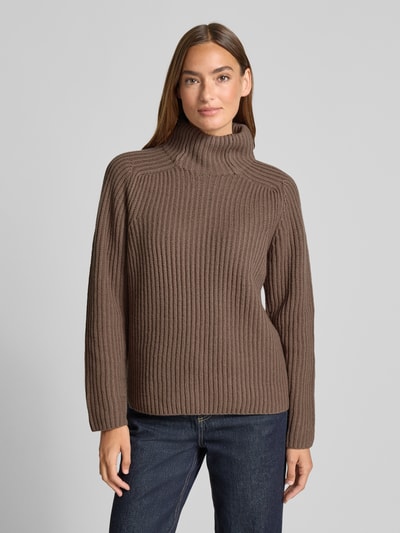 MOS MOSH Sweter z dzianiny ze stójką model ‘Thyra’ Szarobrązowy 4