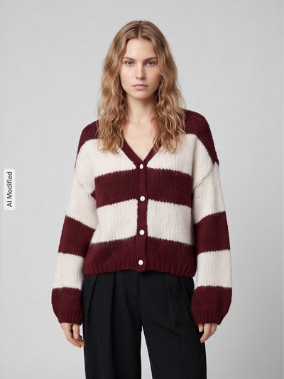 VERO MODA Strickjacke mit Ballonärmeln Bordeaux Melange 4