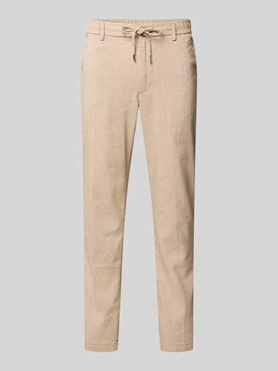 Productfoto, Modern Fit Straight Leg Hose uit linnenmix model 'KANE1' van BOSS, look: effen kleuren, regular fit, tunnelkoord, steekzakken, paspelzakken