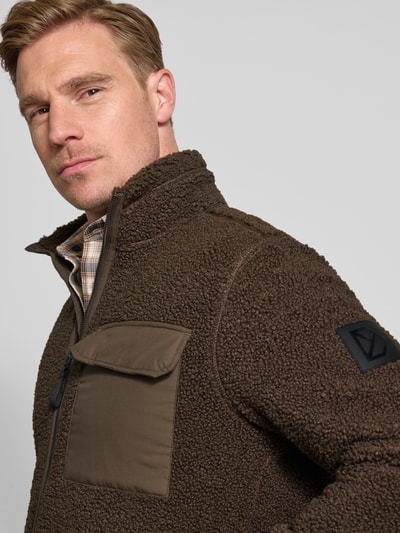 Didriksons Fleecejack met borstzak, model 'PETER' Donkerbruin - 3