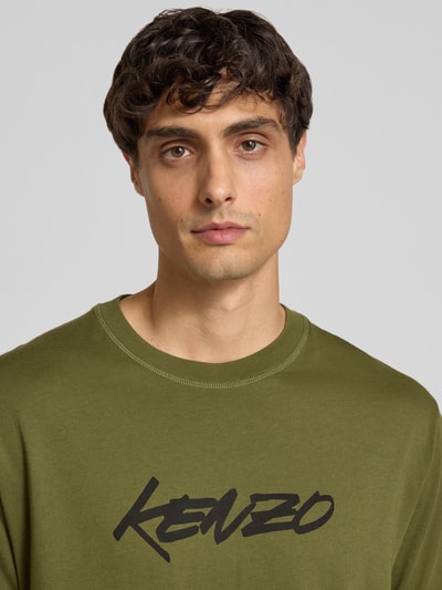 Kenzo T-Shirt mit Label-Print Khaki 3