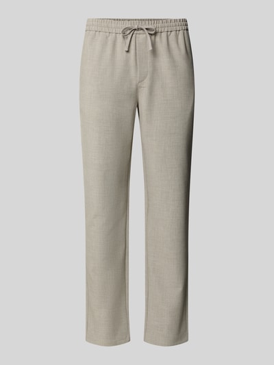 Produktfoto, Kleingemusterte Hose mit elastischem Bund von Les Deux in Beige, Regular-Fit, Kordelzug, Material-Mix mit Viskose-Anteil