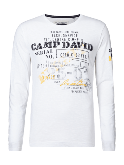 Camp David Longsleeve mit Logo-Applikationen Weiss 1