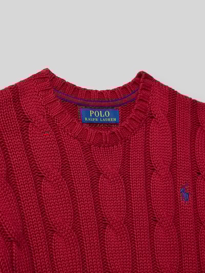 Polo Ralph Lauren Teens Sweter z dzianiny z prążkowanymi wykończeniami Ciemnoczerwony 2