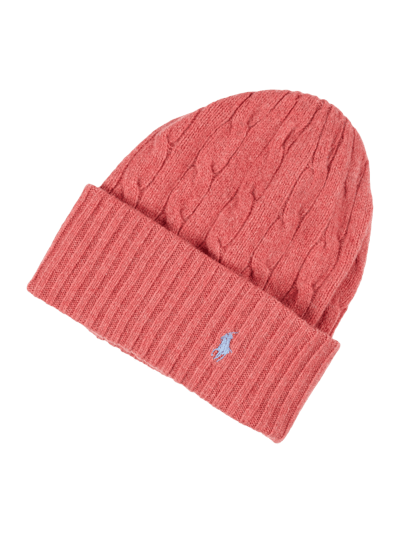 Polo Ralph Lauren Strickmütze mit breitem Umschlag Rot Melange 1