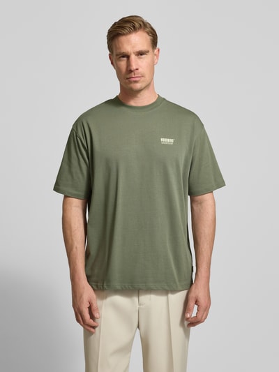 WOODBIRD T-shirt met labelprint, model 'Baine' Groen - 4