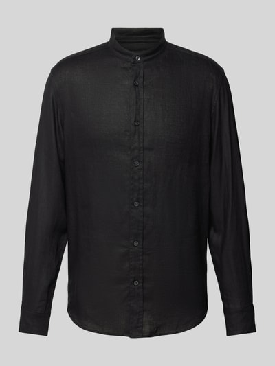 Drykorn Regular Fit Leinenhemd mit Stehkragen Modell 'TAROK' Black 2