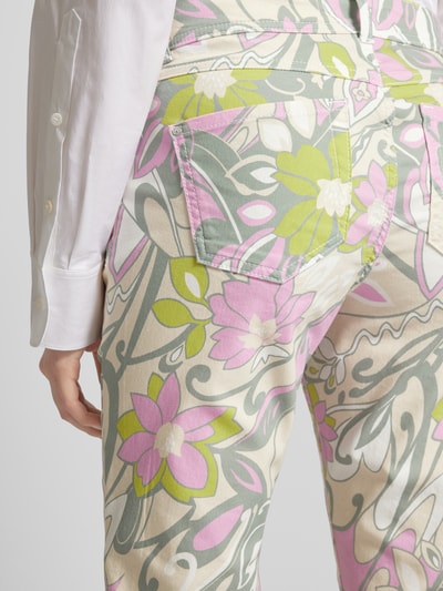 Angels Slim fit broek met all-over bloemenprint, model 'ORNELLA' Felroze - 3