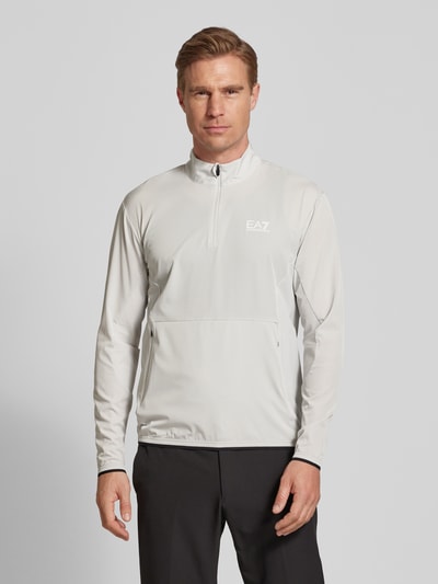 EA7 Emporio Armani Sweatshirt mit Stehkragen Modell 'VENTUS' Hellgrau 4