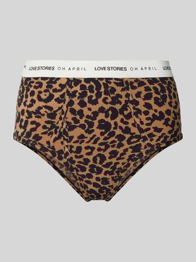 OH APRIL Slipy z elastycznym pasem model ‘Moonflower’ Camel 1