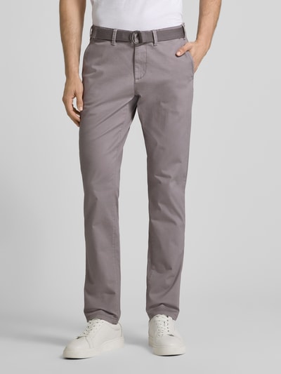 MCNEAL Slim Fit Chino mit Gürtel Flanell Melange 4