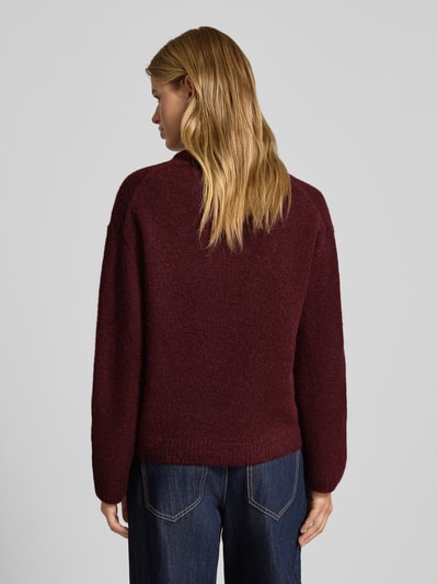 Gina Tricot Sweter z dzianiny o kroju oversized z dodatkiem lnu Bordowy 5