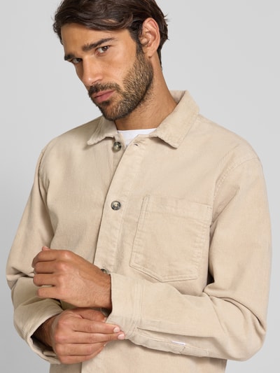 Lindbergh Modern Fit Hemdjacke mit Brusttasche Modell 'Superflex' Stein 3