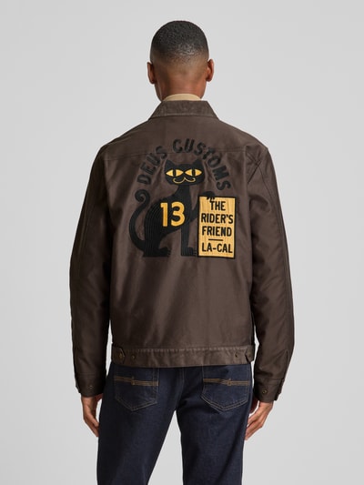 DEUS EX MACHINA Jacke mit Label-Stitching Modell 'Super Stitious' Dunkelbraun 5