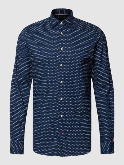 Tommy Hilfiger Regular Fit Business-Hemd mit Allover-Muster Marine 2