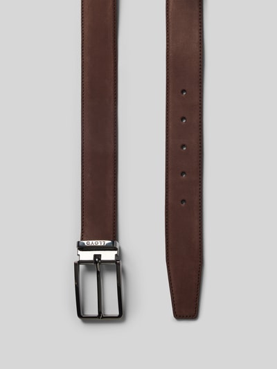Produktfoto, Pasek męski LLOYD Men's Belts Gürtel aus echtem Leder Modell 'Nubuck', detal z logo, sprzączka, szerokość w rozmiarze 90: 3 cm, kolor brązowy, gładka faktura, prostokątne kształty