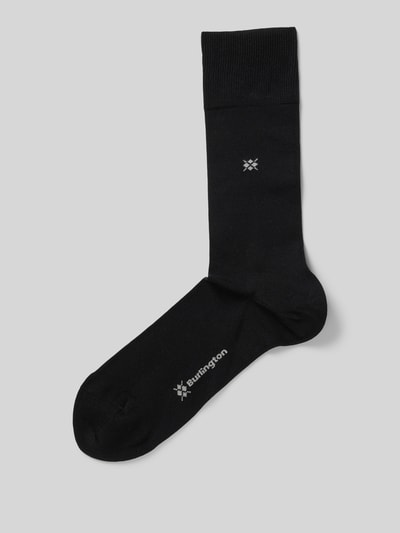 Burlington Socken mit Label-Print Modell 'Dublin' Black 1