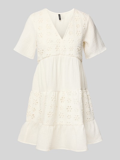 Vero Moda Getailleerde mini-jurk met broderie anglaise, model 'NATALI' Wit - 2