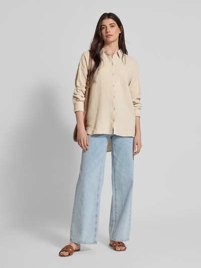 Vero Moda Loose fit overhemdblouse van puur katoen, model 'NATALI NIA'
 Zand - 1