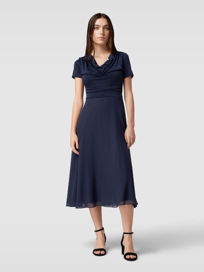 Vera Mont Cocktailkleid mit Wasserfall-Ausschnitt Marine 4